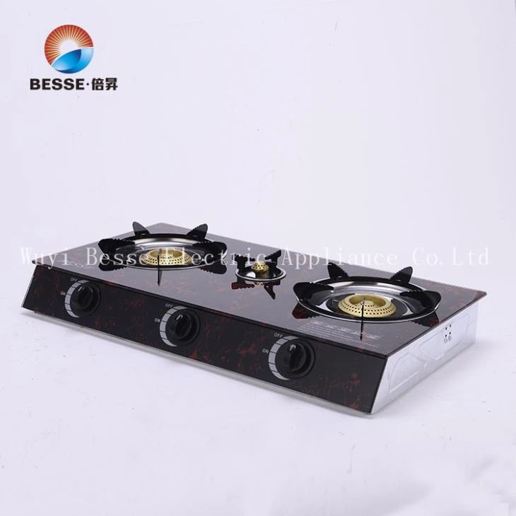 New 3081 Tempered Glass Gas Stove 3 Burner Kitchen Appliance