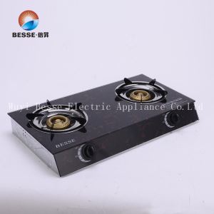 Cuisinière à gaz de brûleur de fer à double feuille de couleur or (ZG-3080)